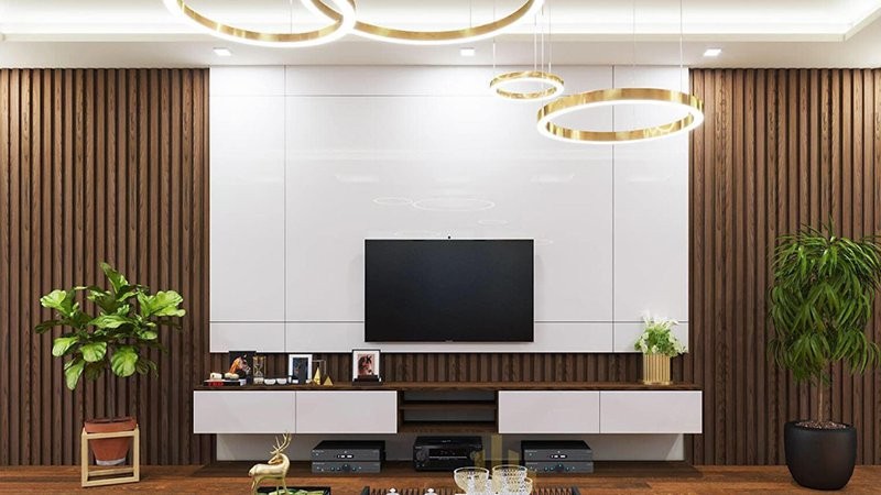 phòng khách tấm ốp nano 