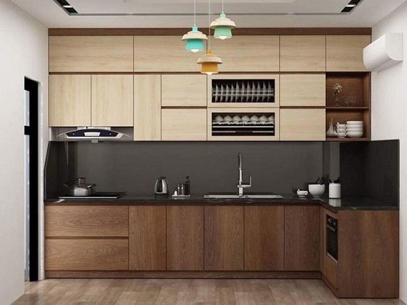 tủ bếp nhựa vân gỗ 