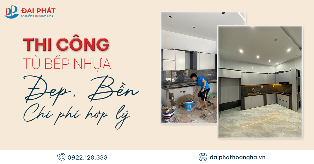 thi công tủ bếp nhựa đẹp bền 