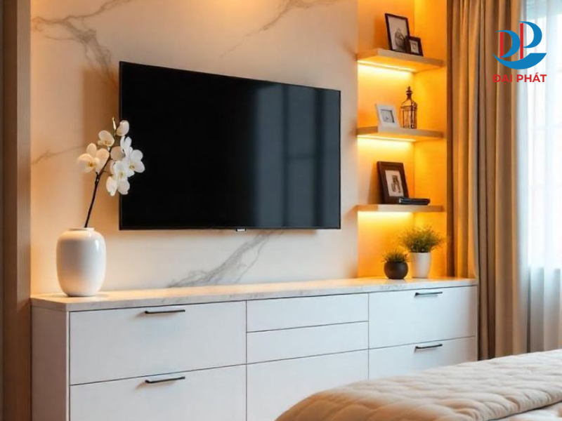 TỦ KỆ TIVI PHÒNG NGỦ – GỢI Ý KHÔNG GIAN TIỆN NGHI VÀ THANH LỊCH 2025