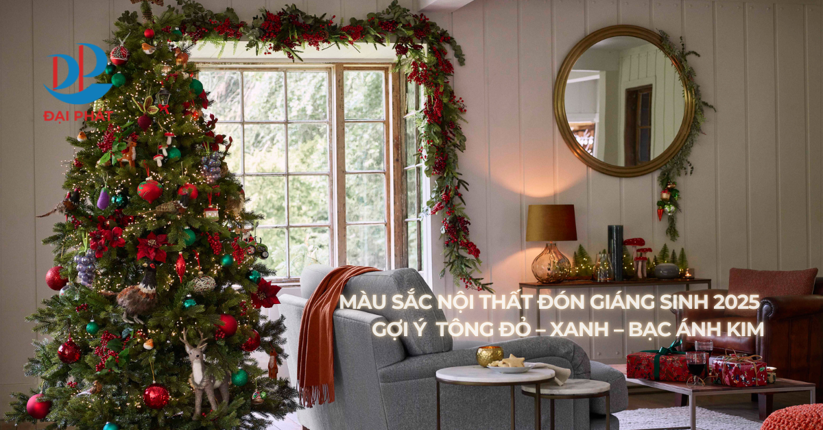 MÀU SẮC NỘI THẤT ĐÓN GIÁNG SINH 2025 – GỢI Ý TÔNG ĐỎ – XANH – BẠC ÁNH KIM