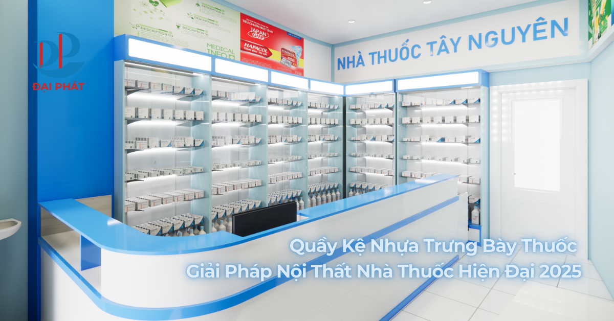 Quầy Kệ Nhựa Trưng Bày Thuốc – Giải Pháp Nội Thất Nhà Thuốc Hiện Đại 2025