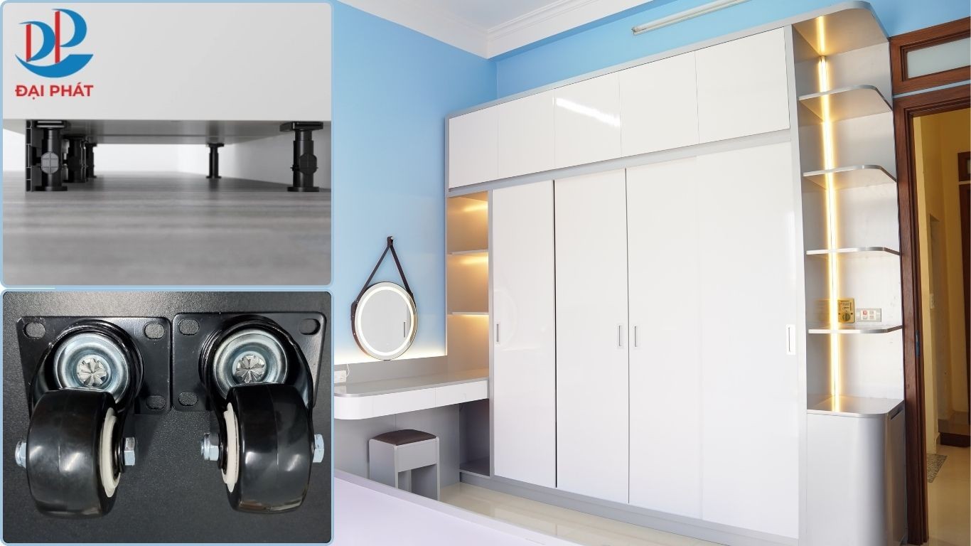 Thi Công Chân Tủ Nhựa Lắp Chân Cố Định Và Chân Bánh Xe Sao Cho Chắc, Bền, Không Bong Vít 
