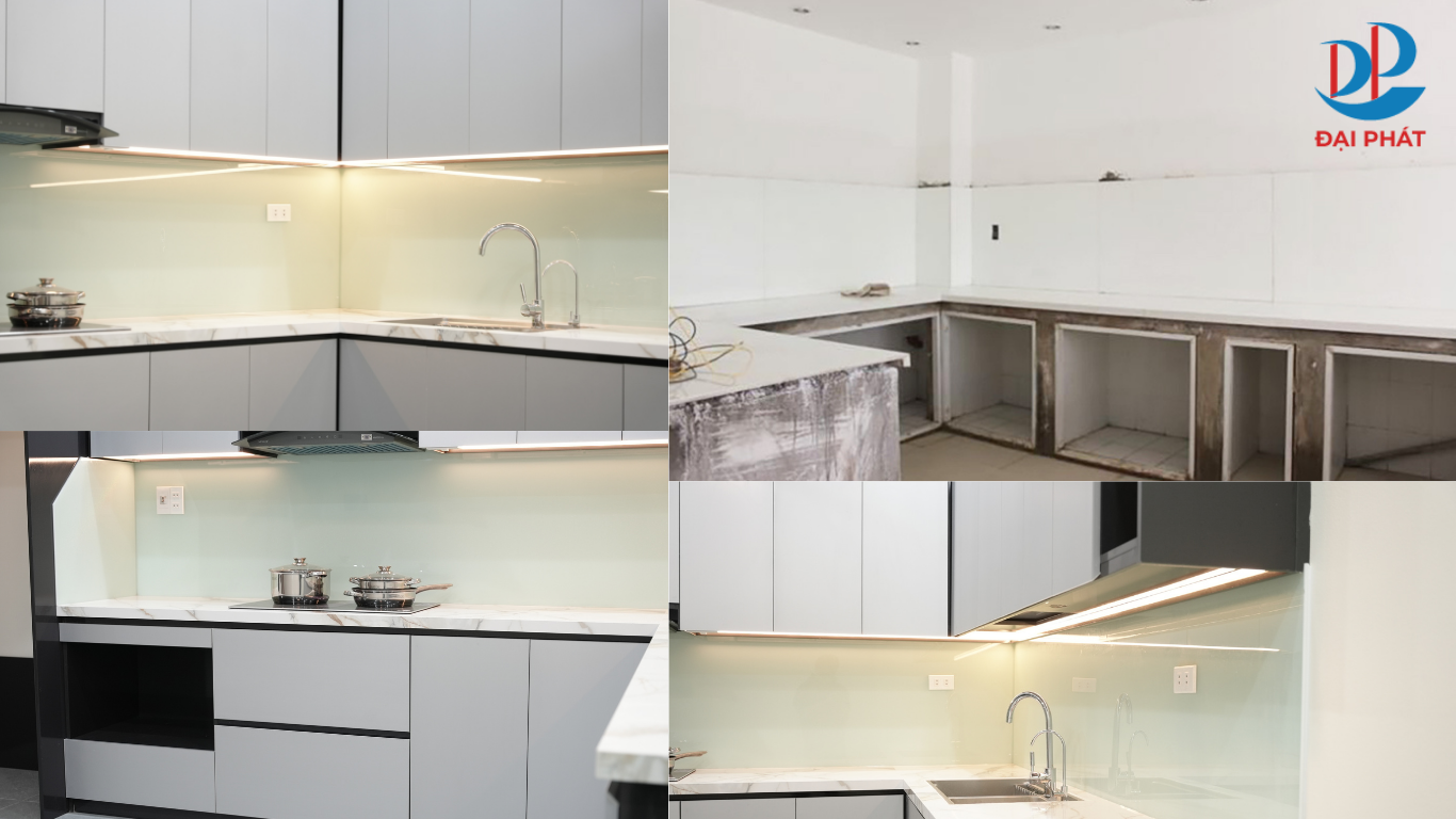 LẮP TỦ BẾP NHỰA MỚI TRÊN NỀN BẾP BÊ TÔNG CŨ KHÔNG CẦN ĐẬP DỠ PHÁ BỎ